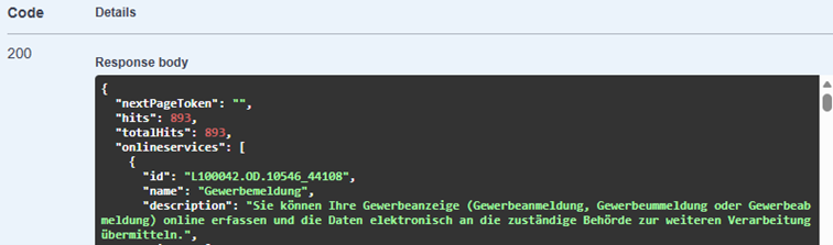Ergebnis der Abfrage Ergebnis der Abfrage
