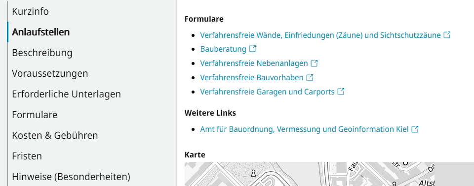 Beispiel für ein Formular an der Organisationseinheit