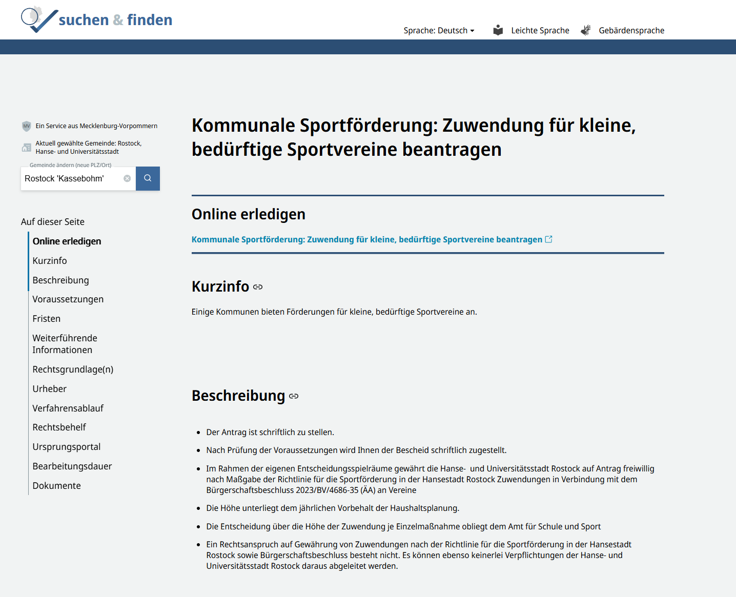 Screenshot der Leistung